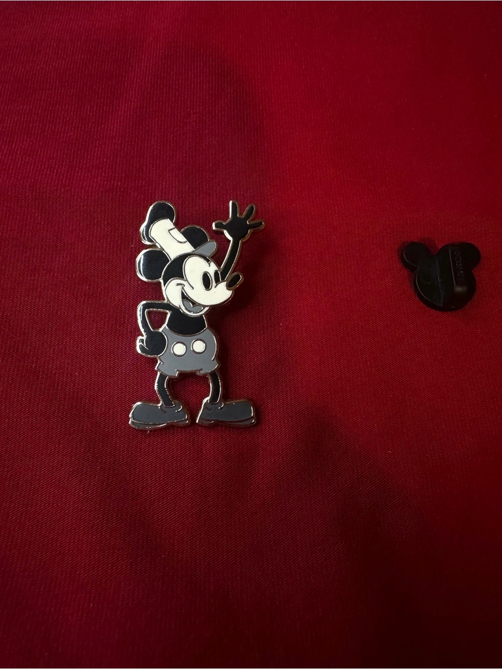 Disney Black & White Steamboat Willie Mickey Enamel Pin